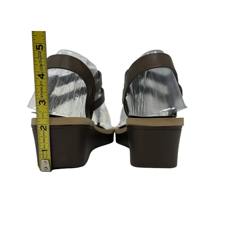 Journee Collection Bianca Vegan Leather Comfort Wedge Sandals 8.5